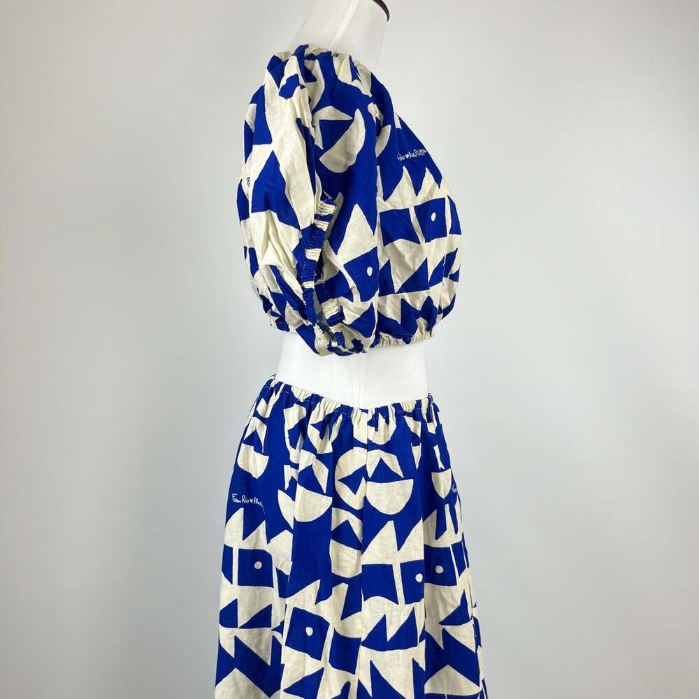 NWOT Farm Rio Linen-Blend Pitta Tiles Off-White One Shoulder Maxi Dress Size S - Picture 10 of 15
